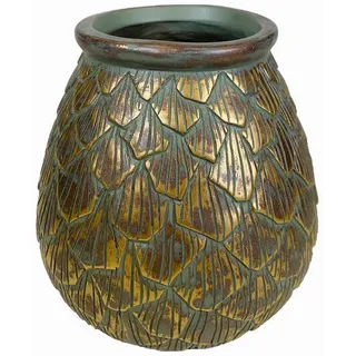 Vase, Grün, Gold, Kunststoff, rund, 20 cm, zum Stellen, Dekoration, Vasen
