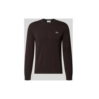 Regular Fit Strickpullover aus Baumwoll-Mix, Dunkelbraun, S