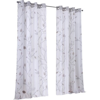 Vorhang »Bonnie«, Kutti, Ösen (1 St), halbtransparent, Gardine, halbtransparent, bedruckt, Polyester grau|weiß 135 cm x 145 cm