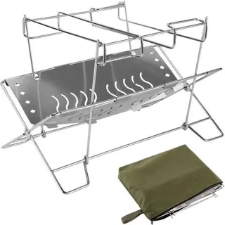 Famanu Feuerschale Standard - Campingfeuerplatz - Terrassen Outdoor - Faltbar Edelstahl - 33x19x14cm