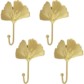 Set Mit 4 Dekorativen Eisenhaken In Form Von Ginkgoblättern – Moderne Wandhaken Für Schlüssel – Gold – Für Zuhause, Büro, Kinderzimmer
