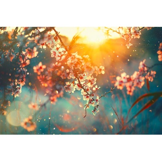 Leinwandbild »Cherry Blossom«, Blätter-Blätterbilder-Blumen-Blumenbilder-Bilder vom Sonnenuntergang & -aufgang, (1 St.), 59343628-0 blau B/H: 90 cm x 60 cm