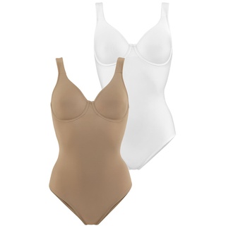 Nuance T-Shirt-Body Damen nougat+weiß Gr.80