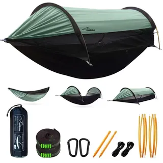 Travel Bird Camping Hängematte Zelt mit Moskitonetz und Sonnenschirm, 290x140CM Großer Raum, Multi-Modus Leichte Hängende Hängematten mit Baum Riemen Swing, Boden Zelt für draußen, Wandern Camping