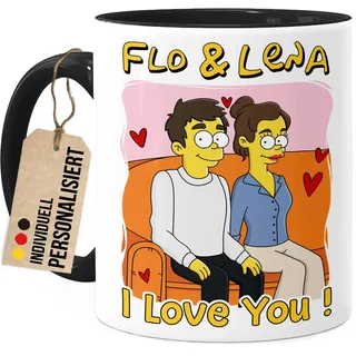 Tassenliebling® Pärchen Tasse personalisiert - Lustiges Geschenk für Männer - Valentinstag Weihnachten - Geschenk Jahrestag - Liebesgeschenke Partner Freund Mann - Schwarz