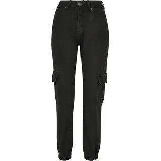 URBAN CLASSICS Organic Stretch Cargo Hochtaillierte Jeans Black Washed 28