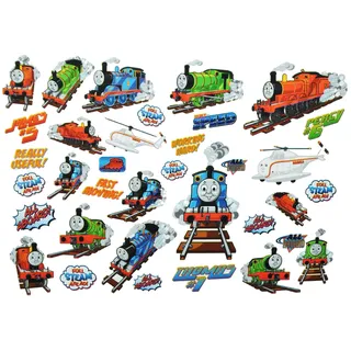 alles-meine.de GmbH 35 TLG. XL Set: Wandtattoo/Sticker - Thomas die kleine Lokomotive - Wandsticker Aufkleber für Kinderzimmer - Zug Lok Eisenbahn - und Seine Freunde Percy..