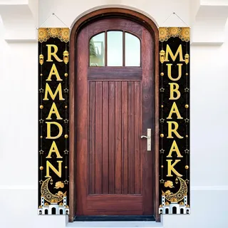 Ramadan Mubarak Dekorationen Veranda Zeichen für Ramadan Kareem Haustür Banner, Ramadan Party Tür Dekor Zubehör für Innen/Außen