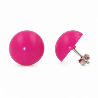unbespielt Paar Ohrstecker Ohrringe 13 mm Kunststoff pink-rosa glänzend, Modeschmuck für Damen rosa