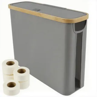 Toilettenpapier Aufbewahrung Korb 45x15x35cm, Klopapier Aufbewahrung Box Faltbar rutschfest Seite Sichtbar mit Deckel Griff, zur Toilettenpapier Badezimmer Lieferungen (grau)