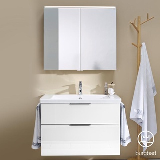 Burgbad Eqio Badmöbel-Set 1, Waschtisch mit Waschtischunterschrank und Spiegelschrank B: 93 SFAN093F2009C0001G0146