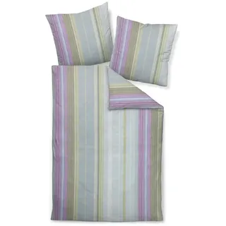 JANINE Palermo Gestreift Mako-Satin Lila 135 x 200 cm + 80 x 80 cm