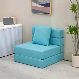 Homcom Schlafsessel 2-in-1 Polyester 70 x 61 x 70 cm Blau mit Kissen