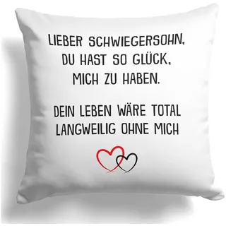 22Feels Dekokissen Schwiegersohn Geschenk Hochzeit Deko Männer Weihnachten Geburtstag, Deko mit Persönlichkeit weiß