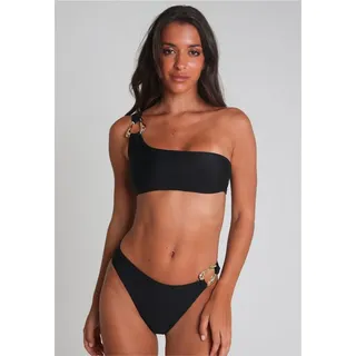 Moda Minx Triangel-Bikini-Top Irregular Hoop One Shoulder Top (1-St), im angesagten One-Shoulder-Stil schwarz M