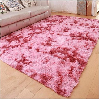 ZHOUZEKAI-Teppich wohnzimmerteppich Langflor - Teppiche für Wohnzimmer flauschig Shaggy Schlafzimmer Bettvorleger/Outdoor Carpet,Sofa Matte (Hell-Pink, 100 x 160 cm)