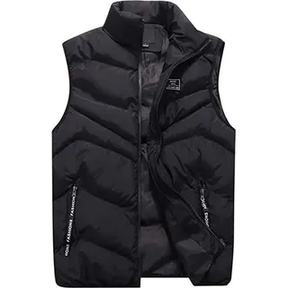 ASKSA Herren Steppweste mit Reißverschlusstaschen Daunenweste Body Warmer Outdoor Sport Winterweste, Schwarz, XL - Schwarz - XL