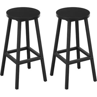 Klihome Barhocker 2er Set, Bar Hocker 64.5cm, Schwarz | Barstühle mit Metallgestell, Barstuhle rund, Küchenstühle mit Fußstütze, Tresenhocker für Bar Kücheninsel Esszimmer