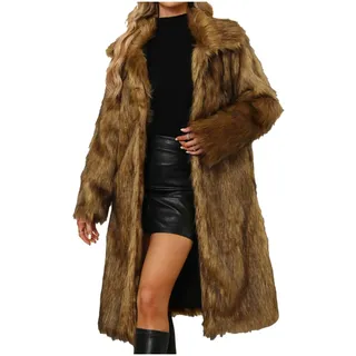 Damen Große Größen Pelzmantel Modische Einfarbig Kunstpelze Mantel Kunstfell Jacke Fellmantel Dicke Warme Winterjacke Winter Pelzjacke Langarm Wintermantel Felljacke Plüschjacke Übergangsjacke - 4XL