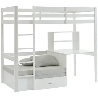 vente-unique Hochbett GOLIATH III 90 x 200 cm Kiefer massiv weiß