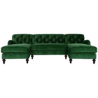 Xlmoebel Wohnlandschaft Chesterfield Sofa U-Form Grün mit hochwertiger Polsterung, Ecksofa, Hergestellt in Europa grün