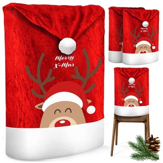 KESSER Weihnachtsfigur, Premium Weihnachtsstuhlüberzug Set Stuhlhussen für Weihnachten rot