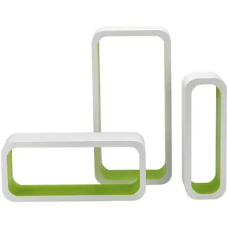 King Collection M1105004/B 3-teiliges Regal-Set, rechteckig, abgerundet, aus MDF, zweifarbig, Weiß/Grün