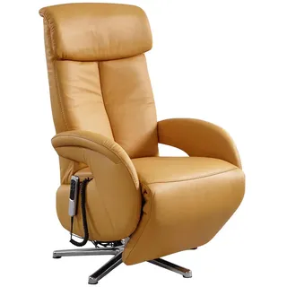 Cantus Relaxsessel, Currygelb, Metall, Echtleder, Color-Finish-Leder, 70x112x80 cm, Goldenes M, Fußauswahl, Lederauswahl, Stoffauswahl, Liegefunktion, Wohnzimmer, Sessel, Relaxsessel