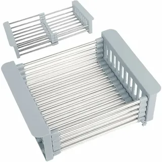 Ausziehbarer Spülbecken-abtropfkorb, Verstellbarer Geschirr-abtropfkorb, Verstellbarer Geschirr-abtropfkorb Aus Edelstahl, Teleskopierbarer Geschirr-abtropfkorb (30 X 22,5 X 9,5 Cm)