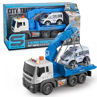Abschleppwagen Spielzeug, kran spielzeug mit Sound und Licht, 1:16 LKW Spielzeug mit Mini Auto Spielzeug, Autotransporter spielzeug, kinder spielze...