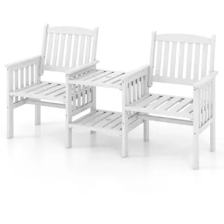 Costway Doppelsitz, Weiß, Holz, Gartenmöbel, Gartenmöbel-Sets