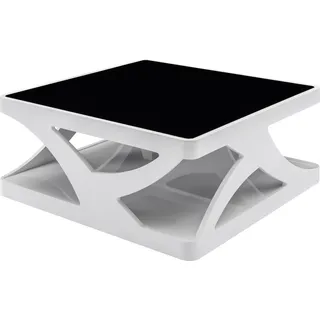 Couchtisch SALESFEVER Tische Gr. B/H/T: 90 cm x 38 cm x 90 cm, schwarz-weiß (weiß, schwarz, weiß, schwarz) SalesFever 10 mm Schwarzglasplatte, rechteckig oder quadratisch