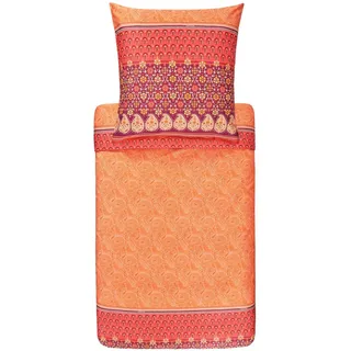 Bassetti Bettwäsche Garnitur Laglio O1 Orange 3 TLG. Mako-Satin mit Reißverschluss, Maße: 200cm x 200cm, 80cm x 80cm, 9320512
