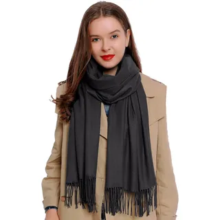 DonDon Schal Damen Winter Wollschal Winterschal warm weich 185 x 65 cm Anthrazit - Einheitsgröße