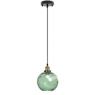 LFsem Pendelleuchte mit 15cm Buntem Wirbelndem Glaskugel-Lampenschirm, Industrielle Antike Bronze-E27-Loft-Bar-Deckenleuchte Hängelampe (Grün)