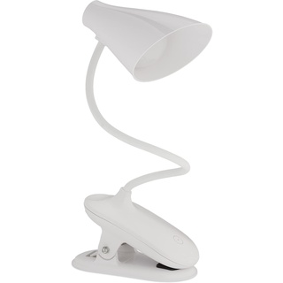 Relaxdays LED Klemmlampe, klemmbare Schreibtischlampe mit Touch, 3 Lichtfarben, flexibel, aufladbare Klemmleuchte, weiß, 1 Stück