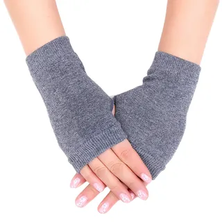 PEILINZE Fingerlose Handschuhe, Unisex, Baumwolle, gestrickt, fingerlose Handschuhe, einfarbig, dehnbar, Daumenloch, Handgelenklänge, Fahrhandschuhe, Handwärmer