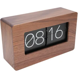 Sonew Vintage-Auto-Flip-Uhr aus Holz – Retro-Digitale Mechanische Flip-Schreibtischuhr mit 24-Stunden-Format, Walnussrahmen, Leiser, Batteriebetriebener Tisch- oder Wanduhr für den Wohnbereich