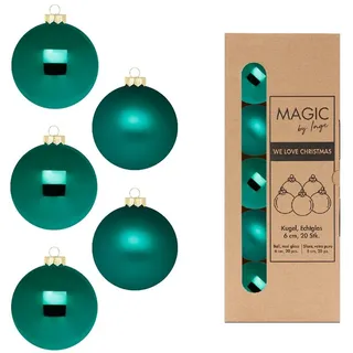 20 Weihnachtskugeln 6cm Glas Christbaumkugeln Weihnachtsbaumkugeln Set grün Mix