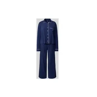 Pyjama mit Logo-Stitchings Modell 'POLO ESSENTIALS', Dunkelblau, XL