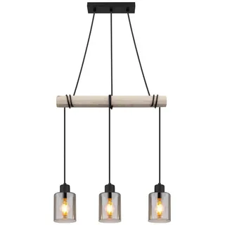 GLOBO Hadera 3-flg. 10 cm schwarz Glas, Holz, Metall