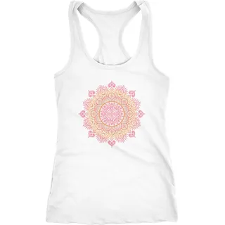 Neverless Damen Tank-Top Mandala Ethno Boho Bohemian Racerback weiß-pink M - M