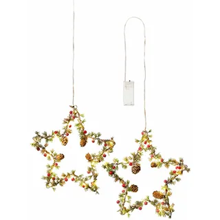 2x Metall Stern Weihnachtsstern LED Fenster Weihnachtsdeko beleuchtet hängend
