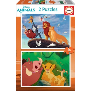 Educa - Puzzle 48 Teile für Kinder ab 4 Jahren | König der Löwen 2x48 Teile Puzzle, Kinderpuzzle ab 4 Jahren, Disney, Simba, Puzzleset, Kinderpuzzle (18629)