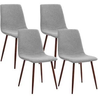 CangLong Esszimmerstühle, Kitchen Fabric Cushion Seat Back, Modern Mid Century Living Room Side Metal Legs Dining Chair, Set of 4, Foam, Grey 1