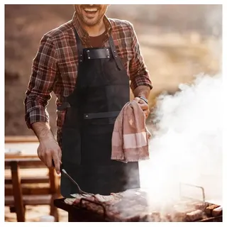 Hamosons Grillschürze Grillschürze aus Velours-Echt-Leder, Schwarz, Hamosons schwarz