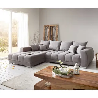 DeLife Eckcouch Mikrofaser 3-Sitzer Grau