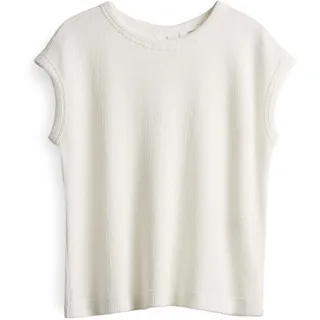 OPUS Damen Top | strukturiertes Jerseytop SPUNKI in Crochet Optik Milk, 40 - 40