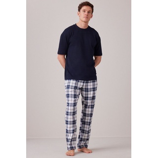 Next Pyjamahose Karierte Schlafanzughose Baumwolle im 2er-Pack (2-tlg) grau S (Lang)