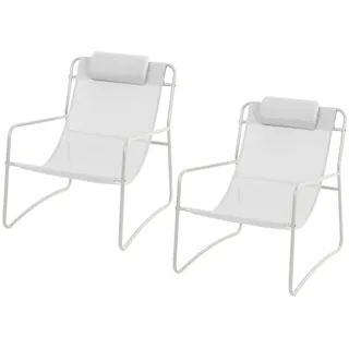 Svita Sveio 2er Set Outdoor Relaxsessel Gartenstuhl Mit Kissen Liegestuhl Weiß